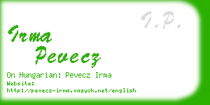 irma pevecz business card